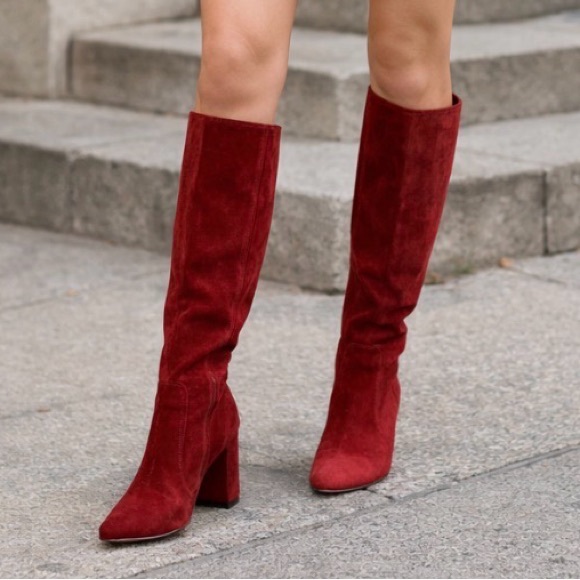 bettye muller Shoes - Bettye Muller Suede Cranberry Knee-High Women's Boots Size 38 1/2